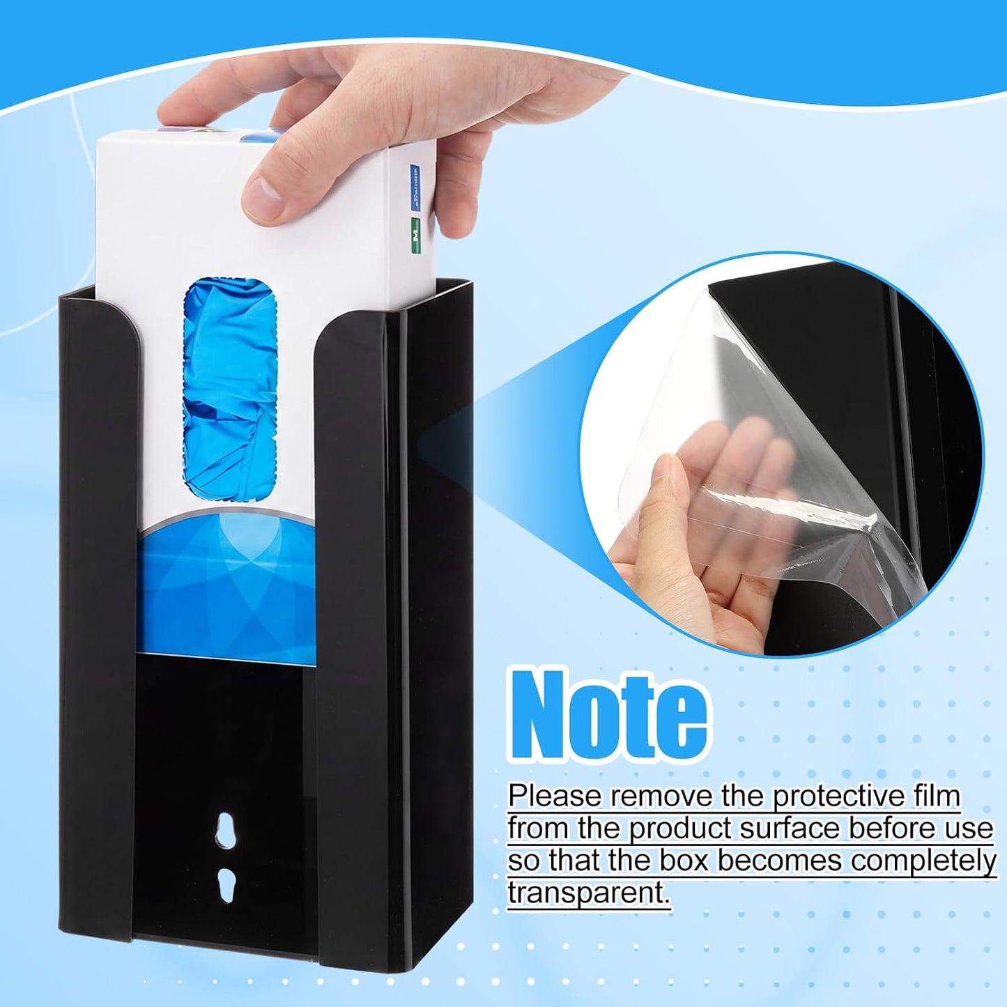Weysat 2 Pcs Acrylic Glove Box Holder Dispenser Glove Holder for Wall Mount Acrylic Rack Wall Floating Mask Dispenser for Medical Latex Rubber Disposable Mitten Boxes(Clear,Horizontal Style)