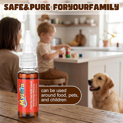 4 Pack Fruit Fly Trap Refill Liquid, 0.68 Ounces Per Bottle, Effective Fruit Fly Bait Refill, Suitable for Indoor Use, Kitchen Countertops, and Home Environments, Non-Toxic