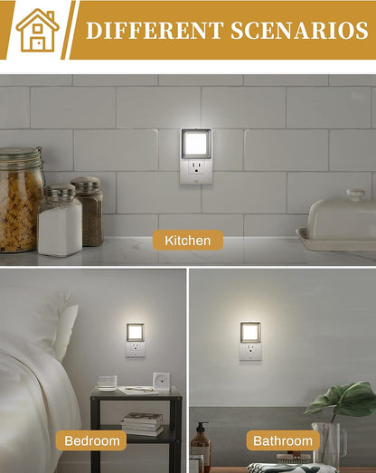 DORESshop LED Night Light, Night Lights Plug Into Wall [2 Pack] with Dusk-to-Dawn Sensor, Dimmable Nightlights, Adjustable Brightness for Bathroom, Hallway, Bedroom,Kids Room,Stairway,Soft White