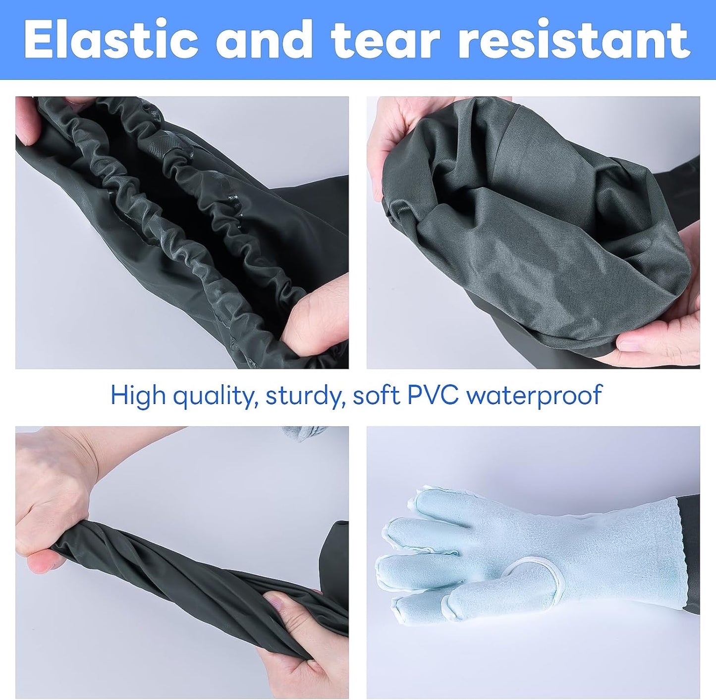 Full Arm Pond Gloves with Fleece lining Extra Long Waterproof Gloves for Pond Cleaning Care/Machinery Industry 30-inch