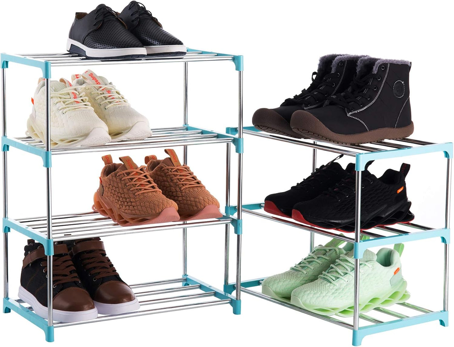 3-Tier Stackable Small Shoe Rack, Lightweight Shoe Shelf Storage Organizer for Entryway, Hallway and Closet(Black)