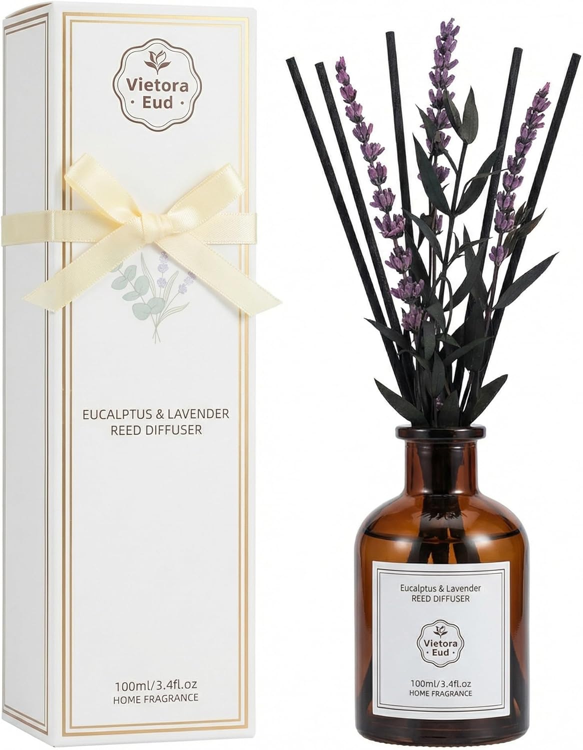 Luxury Hotel Scent Reed Diffuser 100ml (3.38oz) | No.1898 Hotel Collection Diffuser Oil Inspired by Ritz Carlton | Home, Bathroom & Office Decor | Long-Lasting Room Freshener Gift Set
