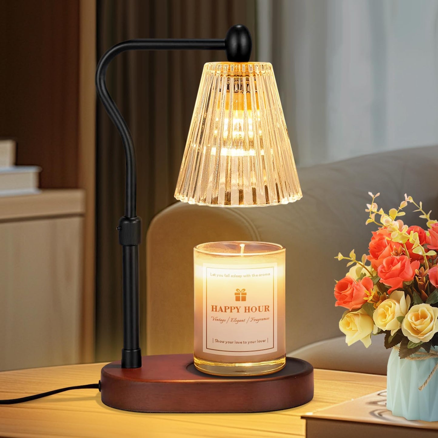 Imenlox Candle Warmer Lamp, with Timer and Dimmer, Adjustable Height, for Mom, Christmas Birthday Gifts for Women, House Warming Gifts Home Decor, Wax Warmer for Jar Candles(Amber)