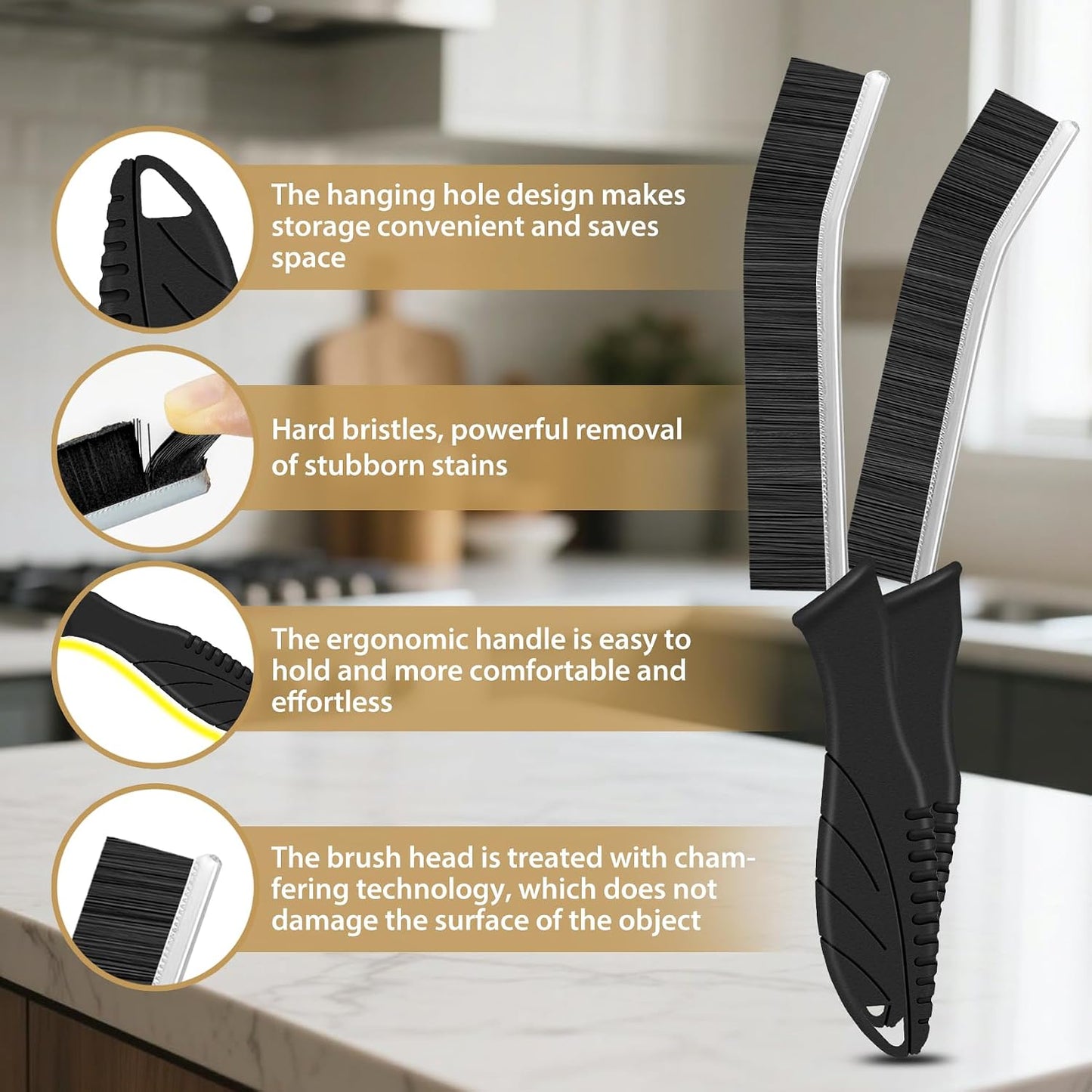 4Pcs Crevice Cleaning Brushes for Household Use, Grout Cleaner Brush, Hard Bristle Groove, Gap Cleaning Tool, Suitable for Areas Usually Difficult to Reach