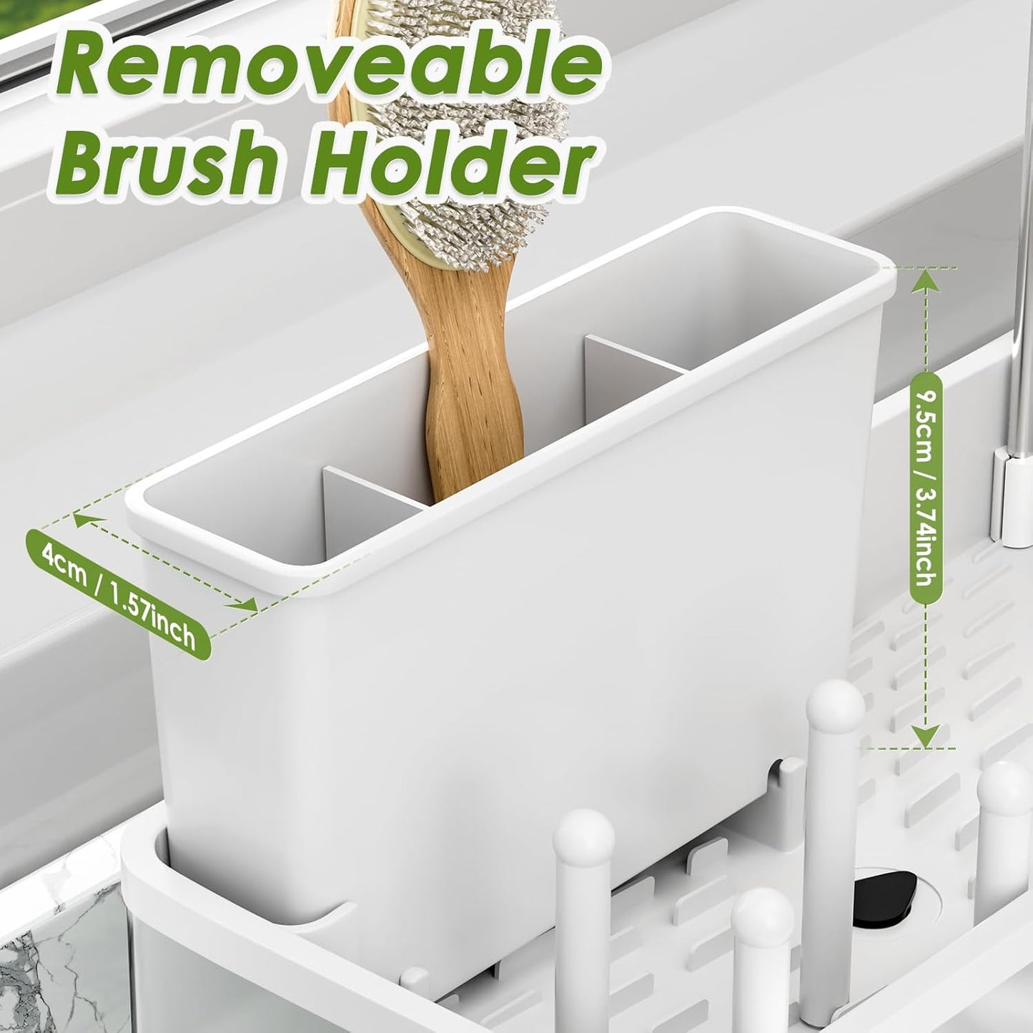 Ewaiira Stainless Steel Sink Caddy, Sponge Holder for Kitchen Sink with Brush Holder and Towel Rack, Sink Organizer for Countertop, Soap Dispenser Kitchen Organizers Storage Essentials (A-Black)