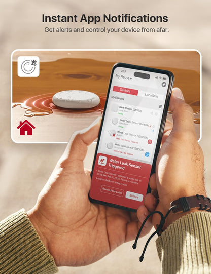 X-Sense Water Leak Detector Kit, Wi-Fi Water Sensor Alarm, SWS0A41 | Base station included for app alerts; water alarm coverage for sinks, heaters, washers, bathrooms, basements and garages