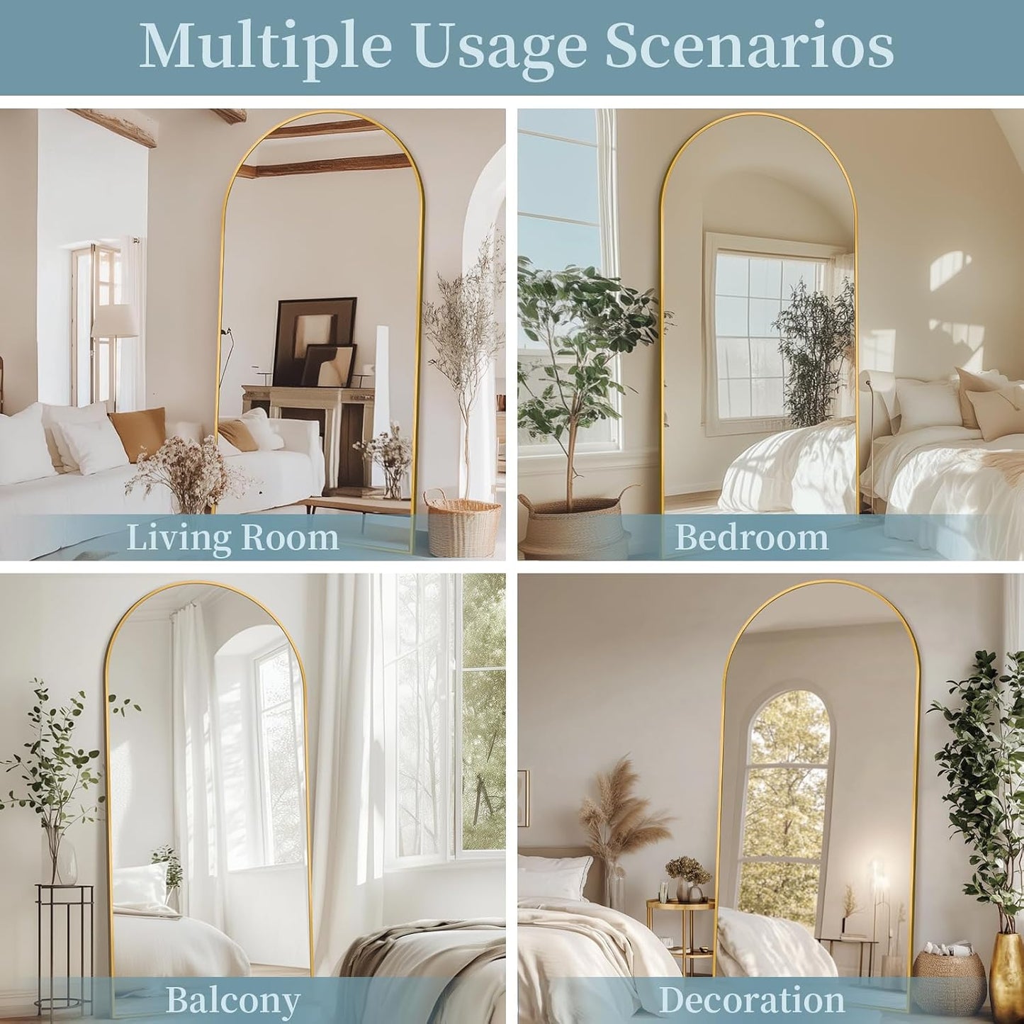 Full Length Mirror with Stand, 71"x28" Arched Full Body Large Stand Up Aluminum Frame Floor Standing Mirror, Freestanding Hanging Leaning Mounted for Bedroom Living Room Entryway Gold