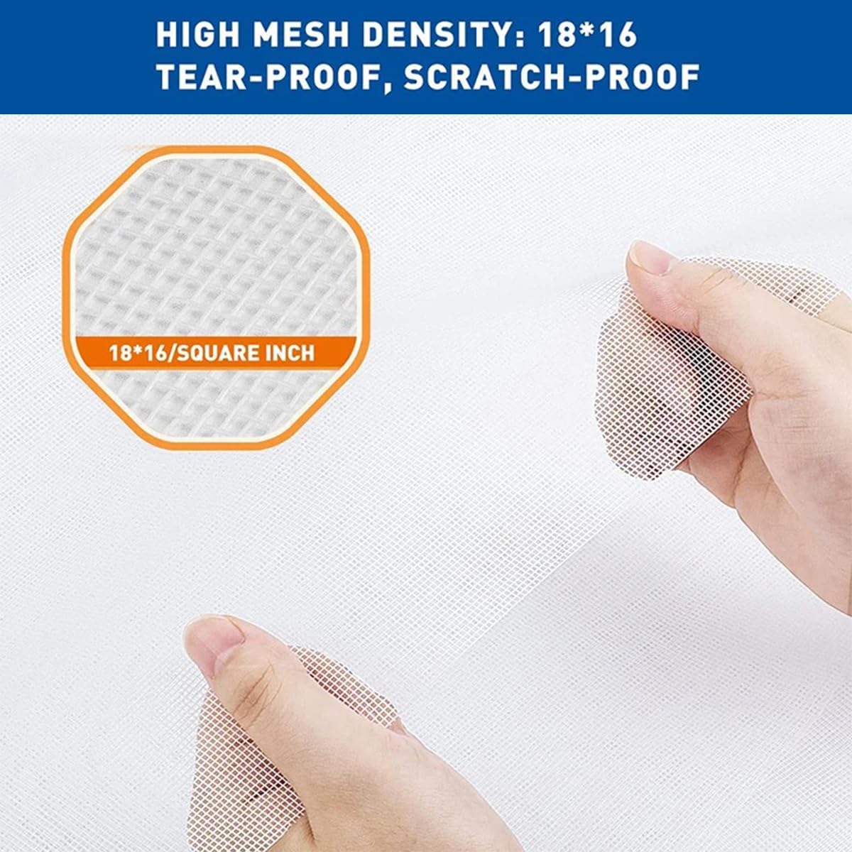 31.5" x 47.2" Self Adhesive Fiberglass Window Screen with Hook and Loop Tape, White Frame Mesh Screen Curtain Window Repair Kits