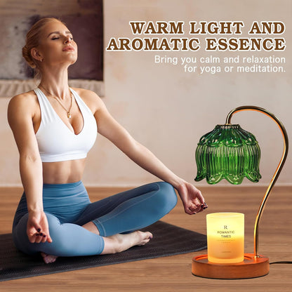 Funistree Flower Candle Warmer Lamp with Timer, Dimmable Candle Lamp Warmer, Christmas Birthday Gifts for Women Mom Her, Housewarming Home Decor, Lotus Wax Warmer for Yankee Candles - Lily Amber