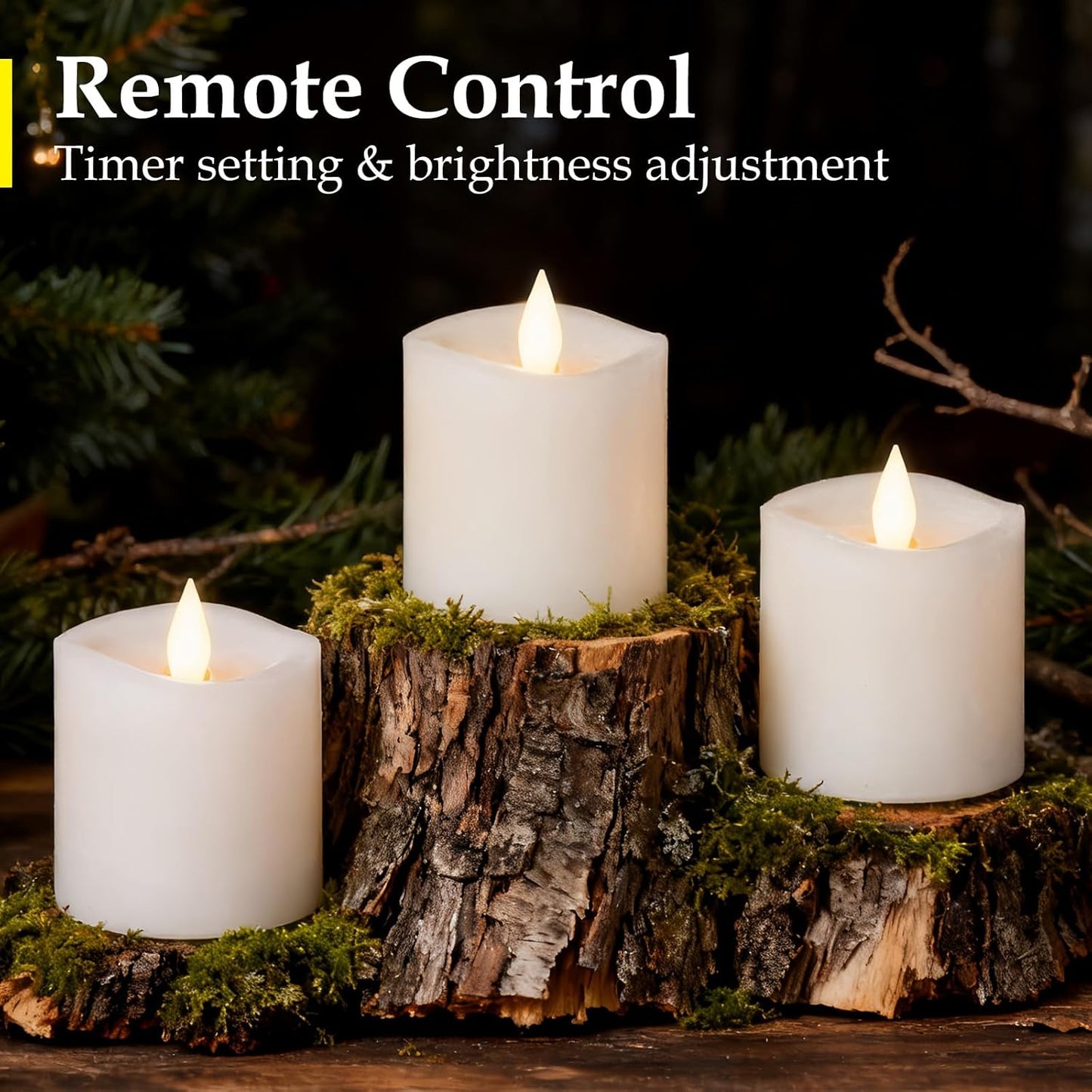 3"x4" Flickering Flameless Battery Candles with Timer, White Realistic LED Pillar Candles, Set of 2 Large Remote-Operated Candles for Home Indoor/Outdoor & Holiday Decor