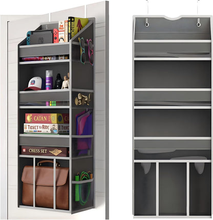 Over the Door Hanging Organizer - Closet Door Organizer and Storage with Large Pockets, Swing-Proof Behind The Door Organizer for Bathroom Nursery (Grey, 1 Pack -Extra Large 6 Tier)