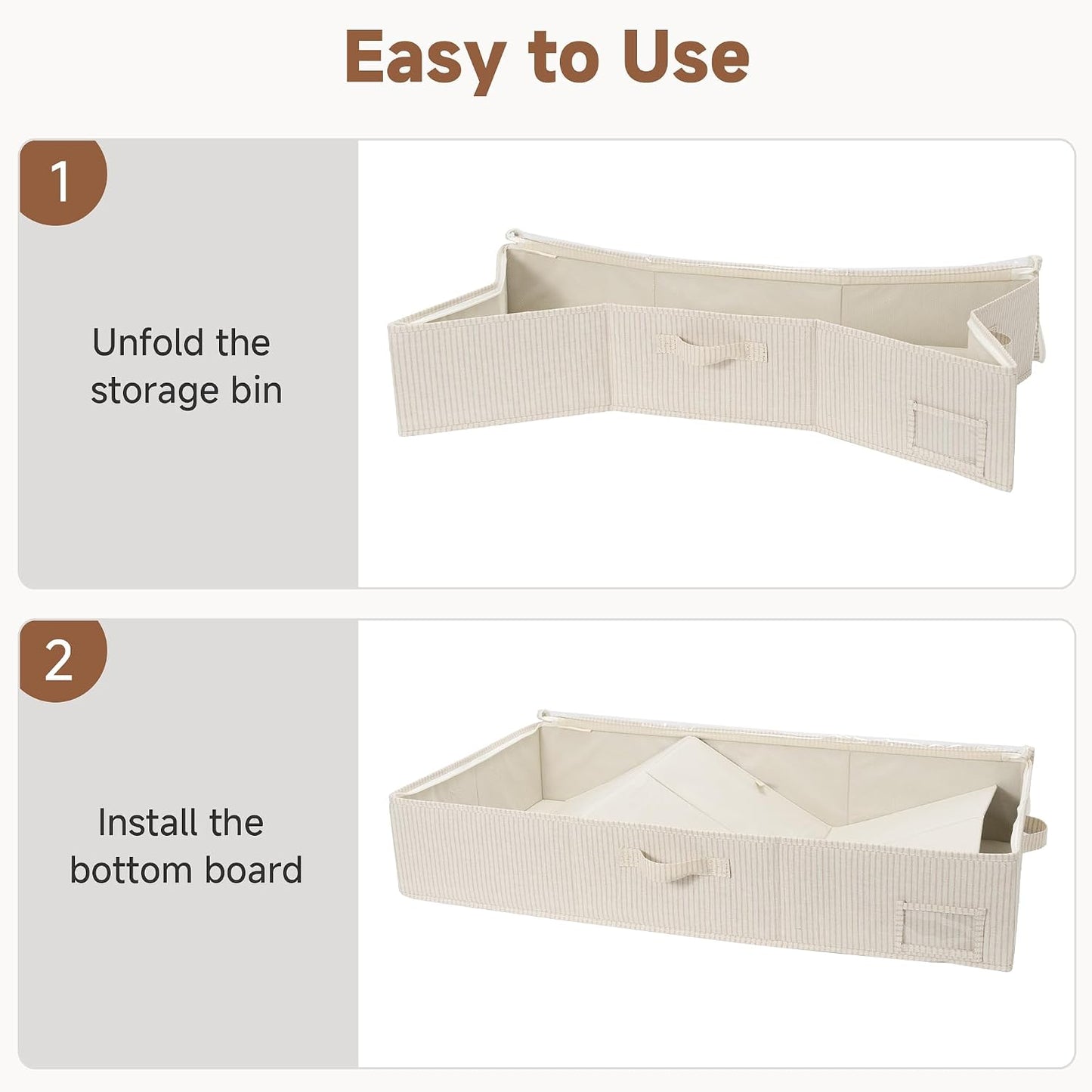 StorageWorks Large Under Bed Storage Containers with Handles and Label Holder, 2 Pack Ultra-thick Fabric Underbed Bins, Closet Organizer for Clothes, Blankets, Sweater