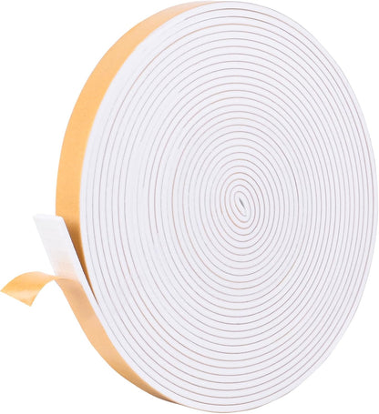 Self Adhesive Foam Tape Weatherstrip 1/2in x 1/4in x 42Ft High Density Foam Insulation Strips Foam Seal Weather Stripping with Strong Adhesive for Door and Window Sound Isolation Soundproofing, White