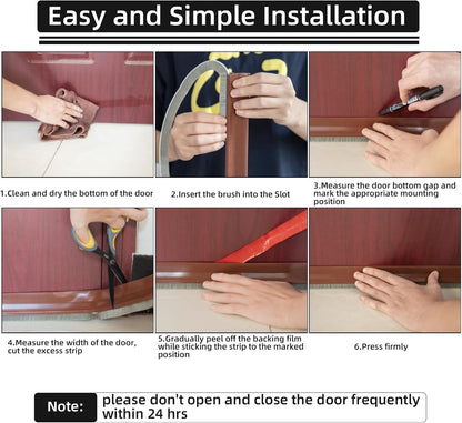 39” Under Door Draft Stopper with Brush,Bottom of Door Sweeps for Exterior & Interior,Gap Filler Sound Blocker Seal Strip,Draft Guard Dust Stopper(Black)