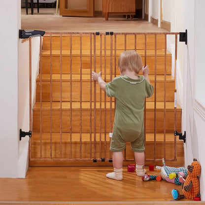 Babelio Baby Gate for Stairs, Kitchen & Doorways, No Bottom Bar| One-Handed Operation| Auto-Close| Hardware Mount (Drill Needed) Safety Dog/Pet Gate (Black - B17, 26-43" W, 28" H)