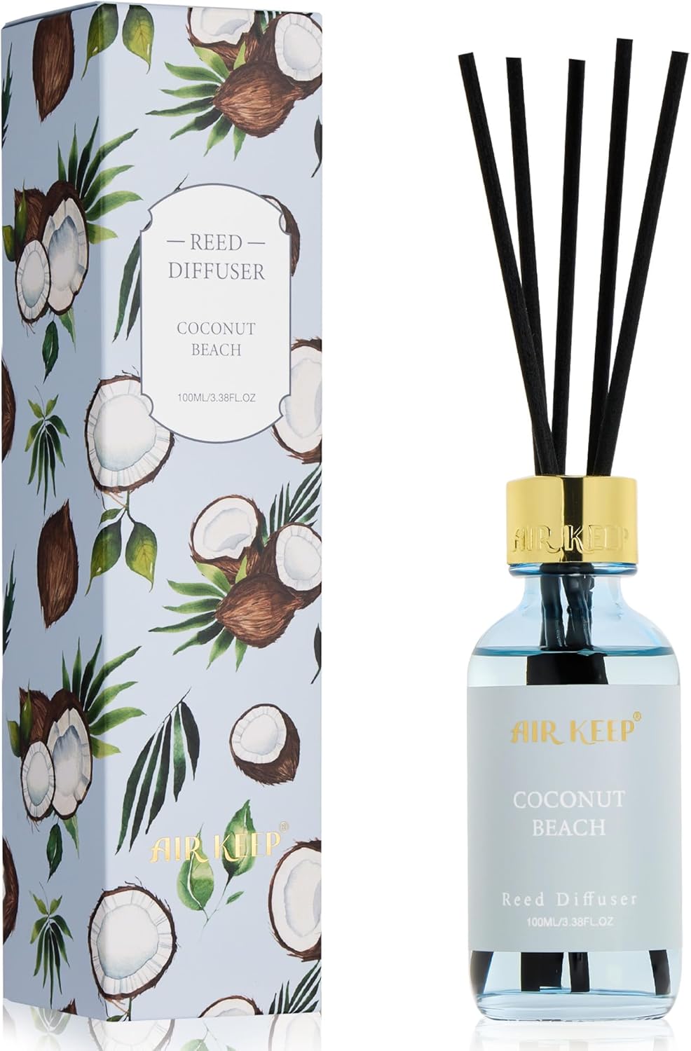 Airkeep Reed Diffuser Oil Set with Reed Sticks,Vanilla Aromatherapy Oil Scent Diffuser for Home Office Bathroom Decoration Perfume and Gifts 3.38 oz/100ml