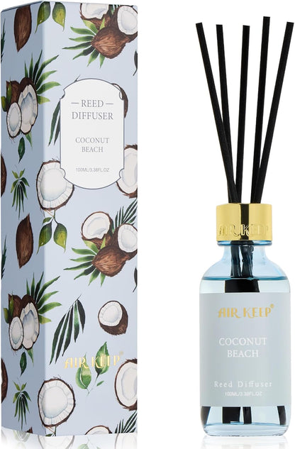 Airkeep Reed Diffuser Oil Set with Reed Sticks,Vanilla Aromatherapy Oil Scent Diffuser for Home Office Bathroom Decoration Perfume and Gifts 3.38 oz/100ml