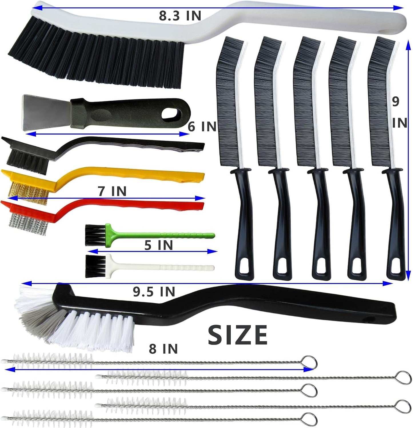 CRAFNEW 18Pcs Gap Crevice Cleaning Brush Set, All-Round Detail Scrub Brushes for Deep Cleaning Tile Grout, Window Tracks, Car Air Vents, Kitchen Sinks & Bathroom Narrow Grooves