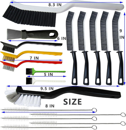 CRAFNEW 18Pcs Gap Crevice Cleaning Brush Set, All-Round Detail Scrub Brushes for Deep Cleaning Tile Grout, Window Tracks, Car Air Vents, Kitchen Sinks & Bathroom Narrow Grooves