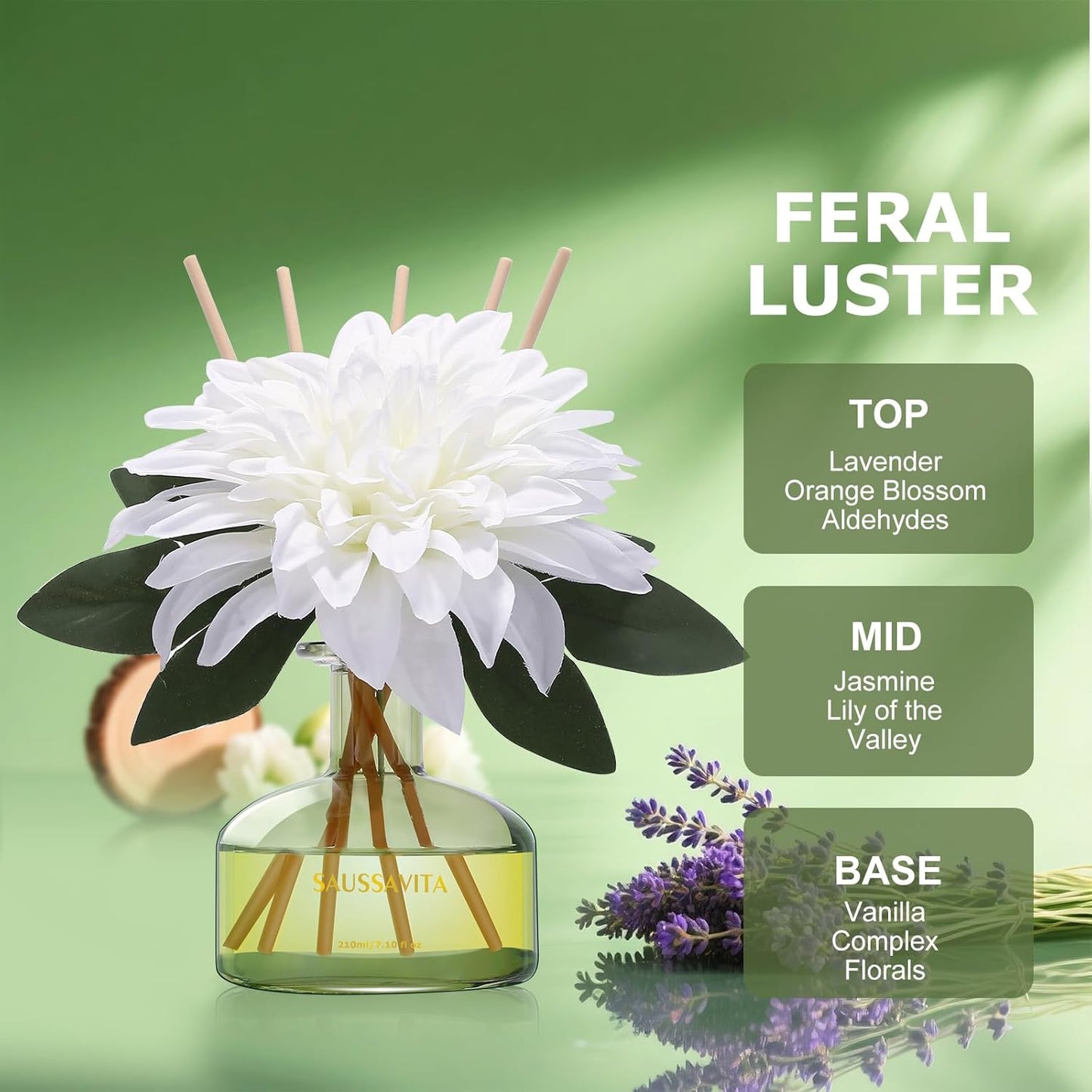 Reed Diffusers Set, 7.10 oz Flower Scented Diffuser with 7 Sticks, Long Lasting Home Fragrance for 120 Days, Perfect for Bathroom, Shelf Decor, Air Fresheners