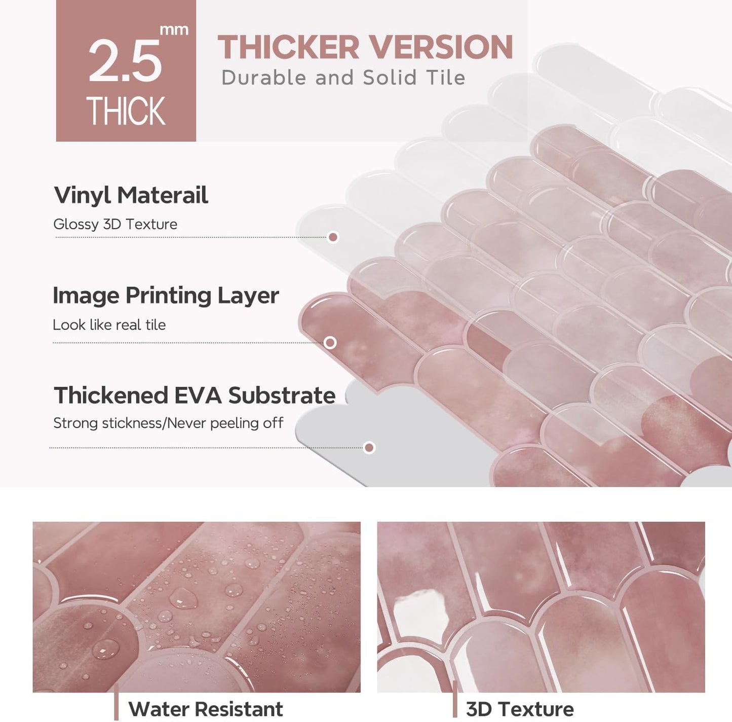 Vamos Tile Upgraded Thicker Design Peel and Stick Backsplash Tile, Self Adhesive Vinyl Wall Tiles, Stick on Backsplash for Kitchen, Bathroom, RV,Pantry,10-Sheet Grayish Blue Marble with White Grout