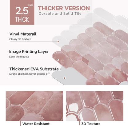 Vamos Tile Upgraded Thicker Design Peel and Stick Backsplash Tile, Self Adhesive Vinyl Wall Tiles, Stick on Backsplash for Kitchen, Bathroom, RV,Pantry,10-Sheet Grayish Blue Marble with White Grout
