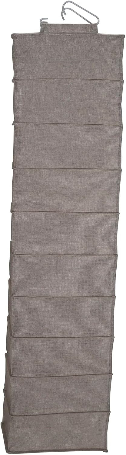Household Essentials 311322 Hanging Shoe Storage Organizer for Closets |10 Pocket Shelves | Natural Canvas