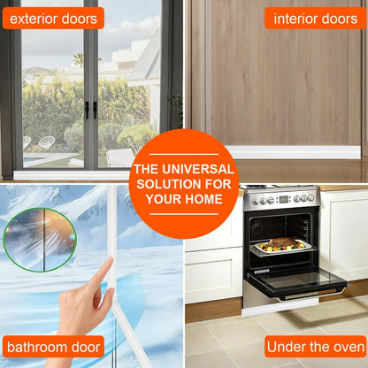 Door Draft Stopper, Adjustable Weather Stripping Seal for Cold Insulation, Bottom/Under Sweep for Exterior & Interior Doors, Seal Blocker Noise, Black, 39 inches