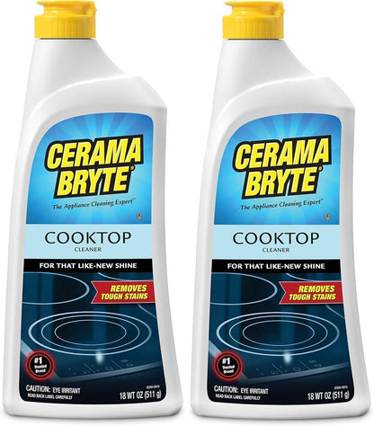 Cerama Bryte Cooktop Cleaner for Glass-Ceramic Surfaces, 18 oz, 2 Pack