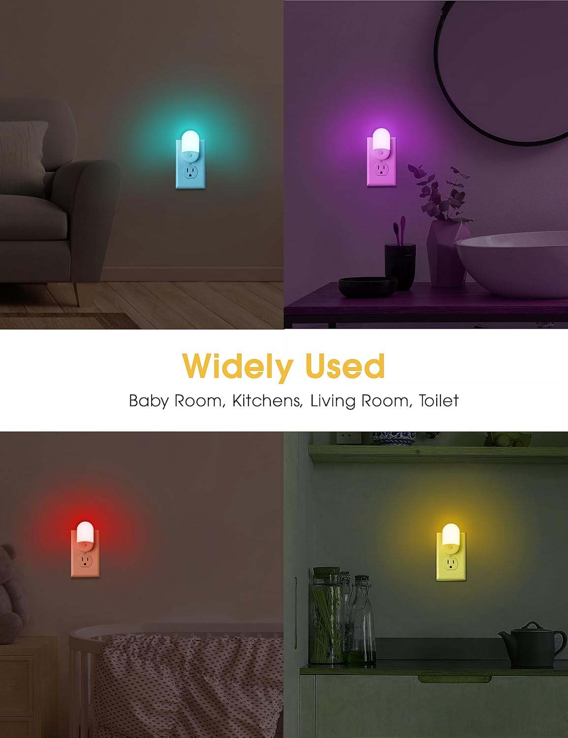 L LOHAS LED Night Lights Plug into Wall, [2 Pack] LED Dimmable Night Light with Light Sensors, 30/60LM Adjustable Brightness Nightlights, Soft White 3000K Automatic Night Light for Kid, Hallway