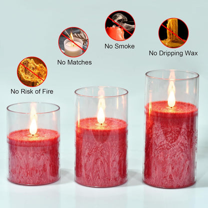Flameless Flickering Battery Operated Candles D2.2''*H4 5" 6" 7" 8" 9" Set of 9 Ivory Real Wax Pillar LED Candles with 10-Key Remote and Cycling 24 Hours Timer (Ivory)