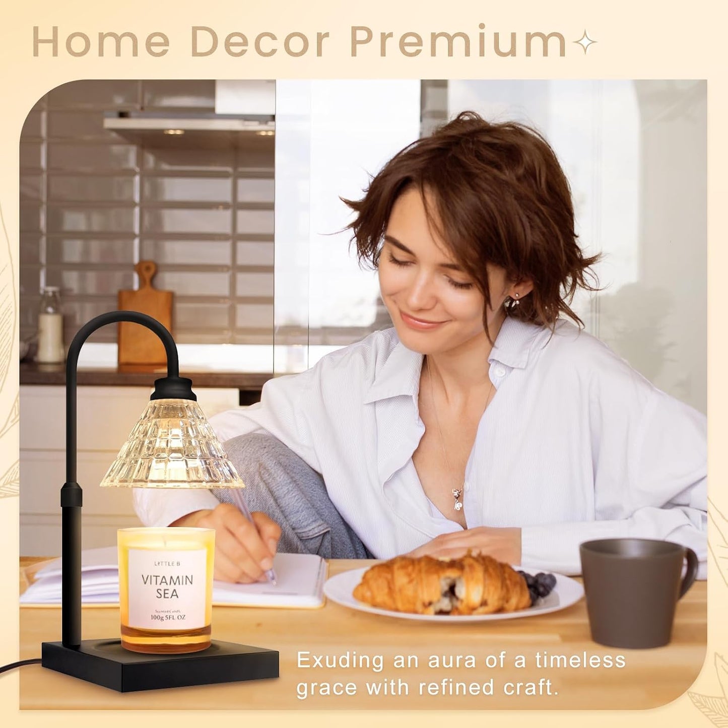Candle Warmer Lamp with Dimmer, 2H/4H/8H Timer, Compatible with Yankee Candle Large Jar Candle, Home Decor Gift for her, Birthday Gift for mom, Home Scented Jar Candles Heater (Black)