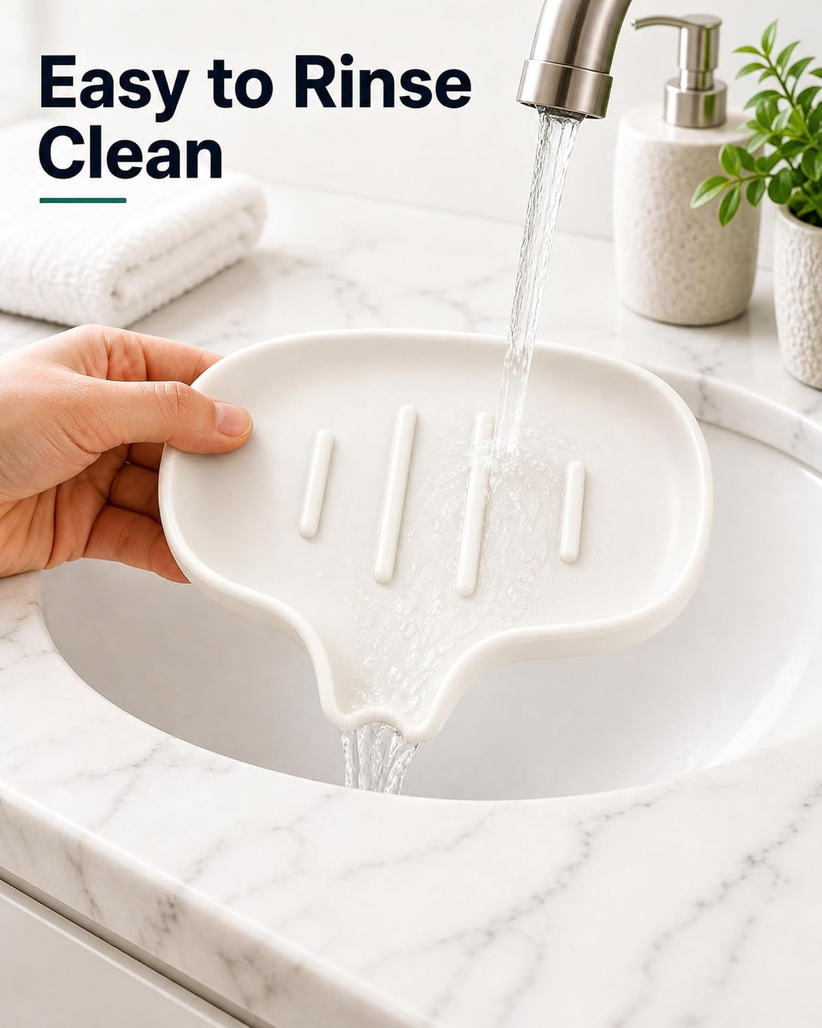 3 Pack Silicone Soap Dish with Drain, Bar Soap Holder for Shower/Bathroom, Self Draining Waterfall Soap Tray/Saver for Kitchen, Keep Soap Dry, Easy to Clean