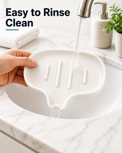 3 Pack Silicone Soap Dish with Drain, Bar Soap Holder for Shower/Bathroom, Self Draining Waterfall Soap Tray/Saver for Kitchen, Keep Soap Dry, Easy to Clean