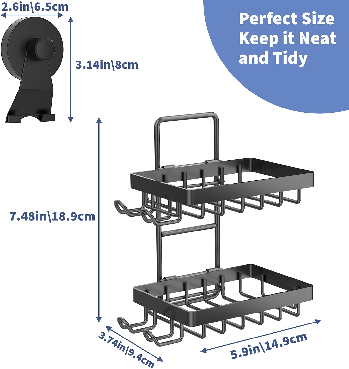 Moforoco Double Soap Bar Holder for Shower, No Drilling, 304 Stainless Steel, Wall Mounted Soap Holder with 4 Hooks and Razor Holder, Shower Rack Soap Tray Bar Soap for Bathroom Accessories Organizer