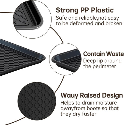 Boot Tray for Entryway, 3 Pack Waterproof Shoe Trays for Indoor Outdoor Use 20"x15" Durable Shoe Mat with Raised Edge, Non-Slip Tray for Boots, Pets, Garden & Muddy Shoes