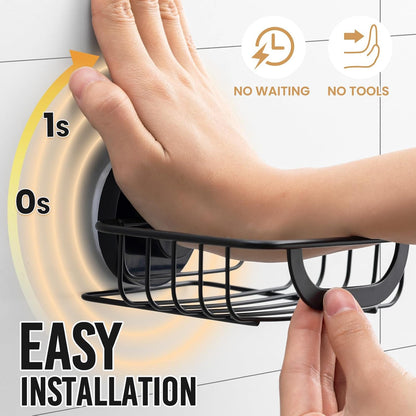 LEVERLOC Soap Dish Holder for Shower Suction Cup Wall Mounted Self Draining NO-Drilling Removable Bar Soap Sponge Holder for Bathroom Bathtub Kitchen Sink Waterproof Strong Vacuum Suction Adhesion
