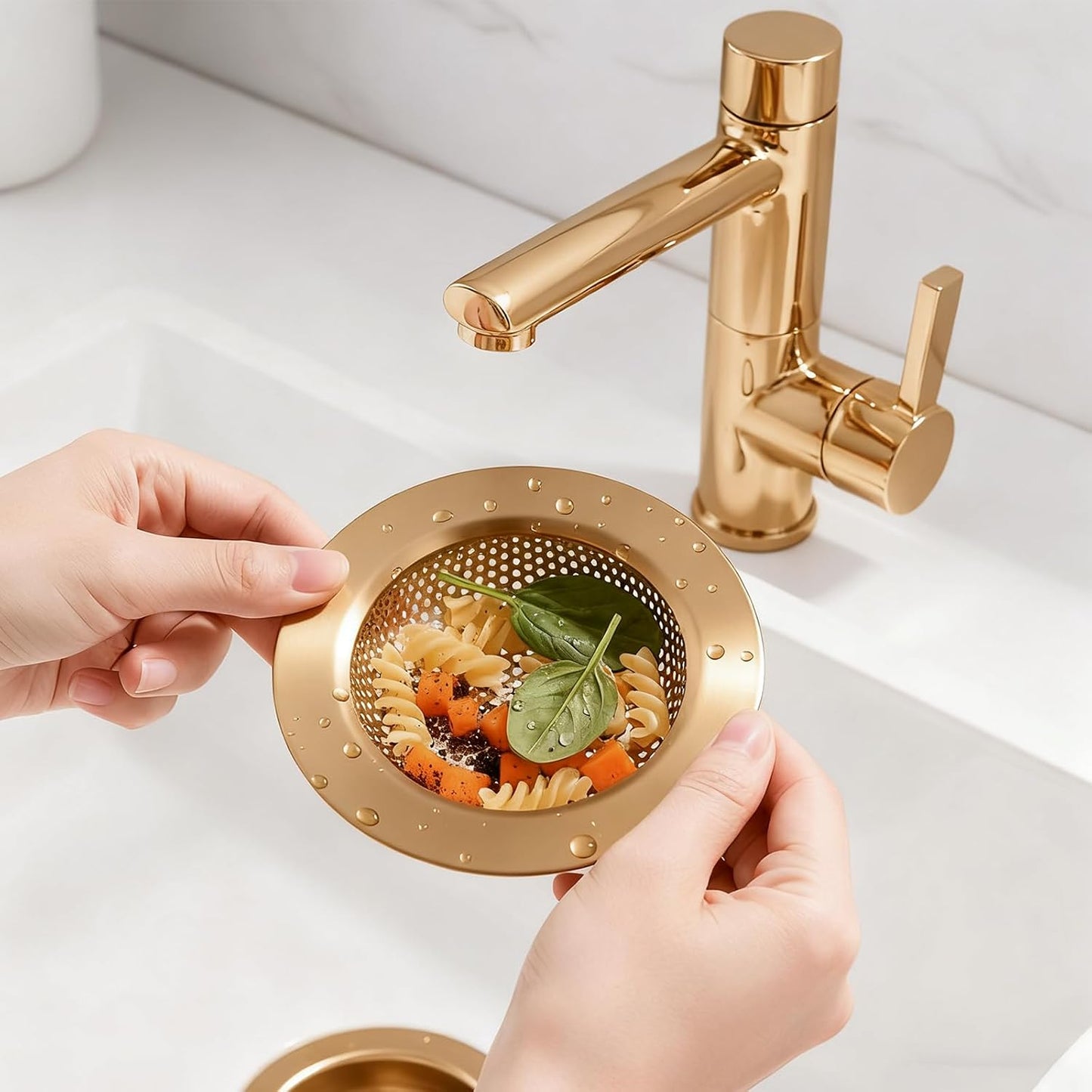 Retisee 2 Pcs Sink Strainer Stainless Steel Kitchen Sink Drain Strainer Basket Cover Mesh Hair Food Catcher, Large Wide Rim of 4.4 Diameter(Brushed Silver)