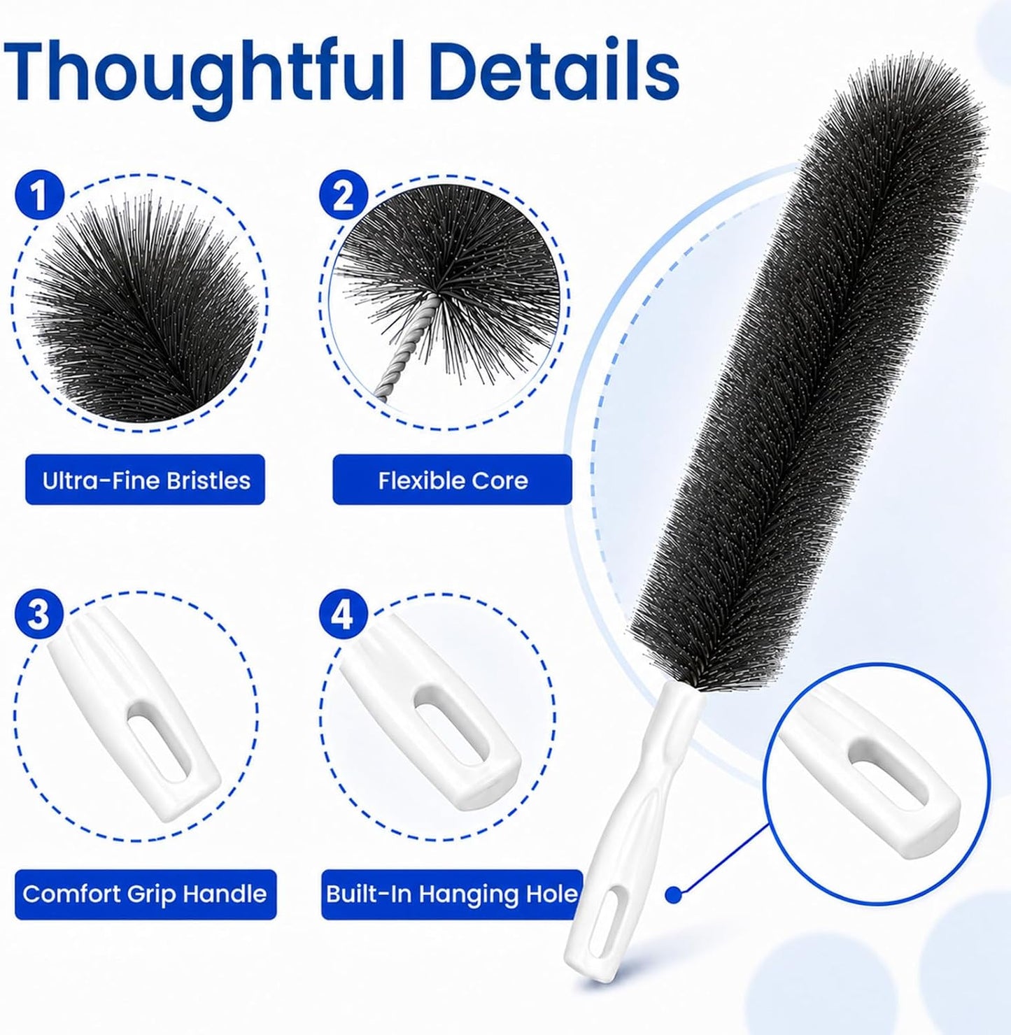 Fan Cleaning Brush, Bendable Dust Remover for AC Vent Grilles, Window Tracks, Keyboards and Narrow Spaces (1)