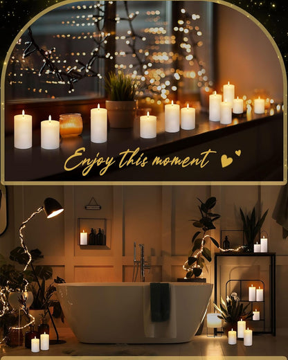 VIHOSE 9 Pack White Flameless Candles Set with Remote and Timer Flickering Flameless Battery Candles Flat Top LED Pillar for Wedding Outdoor Home Festival Decoration(D 3'' H 4'' 5'' 6'')