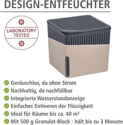 WENKO Dehumidifier Small, Portable, Compact and Rechargeable, Moisture Absorber for Bathroom, Bedroom, Garage, Closet, 2800 Cubic Feet, 2.2lbs, White, 6.18 x 6.5 x 6.5, 2.2 lbs