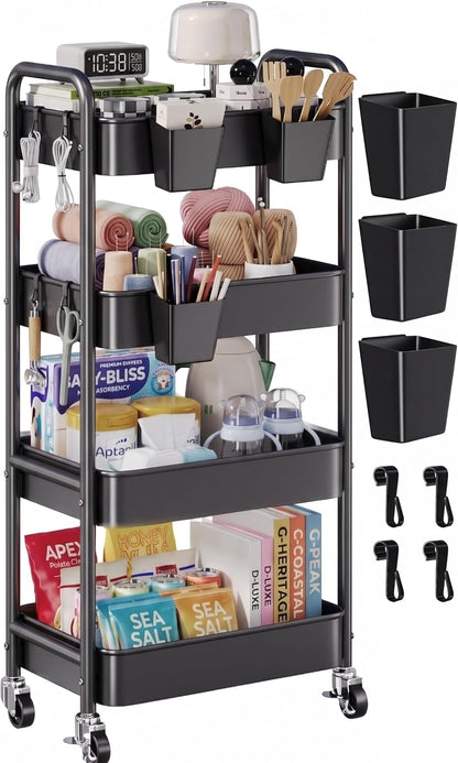 2 Tier Small Rolling Cart Metal with Wheels, White Under Desk Storage Cart on Wheels, Short Utility Roller Caddy Carts Organizer for Art,Craft,Pantry,Bathroom, Two Tiered Shelf Trolley,22 Inches Tall