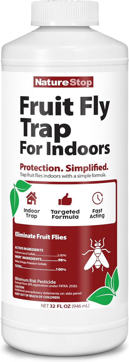 Fruit Fly Trap for Indoors – Attracts & Traps Fruit Flies in Kitchens, Drains & Trash Areas, 32 oz