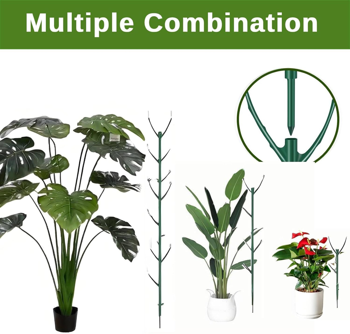10 Pack Stackable Monstera Plant Support Stakes, Climbing Plants Support Monstera Trellis for Indoor, Alternative to Moss Pole (25inch/10 Pack)