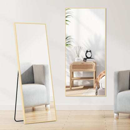 OLIXIS 64"x 21.5" Arched Mirror Full Length, Full Body Mirror with Stand, Hanging or Leaning for Wall, Floor Standing with Shatter-Proof Glass for Bedroom, Living Room, Long, Black