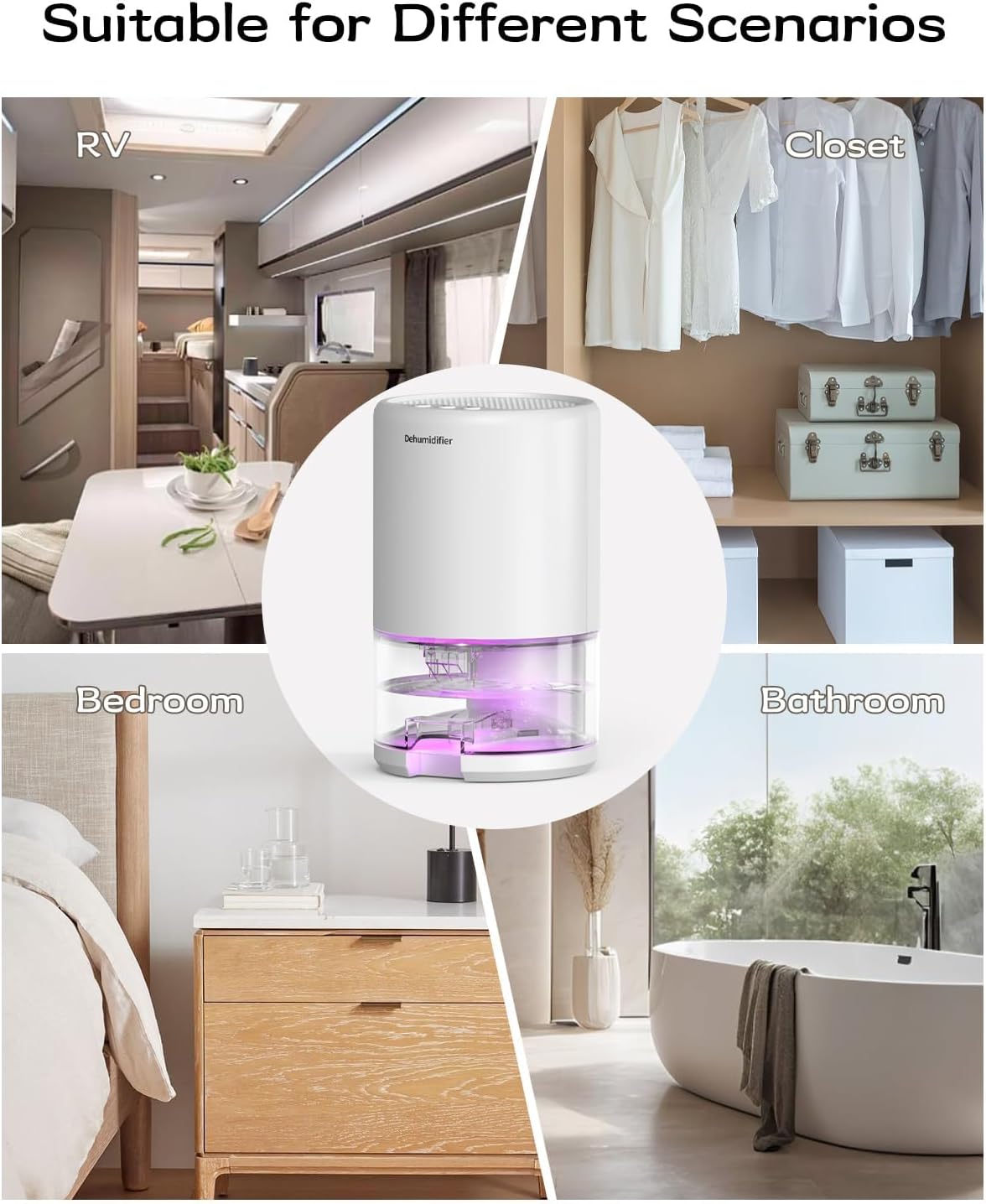 Dehumidifier, 35 oz Small Dehumidifiers for Home, Bathroom, Bedroom, Closet, Ultra-Quiet with Sleep Mode, 7 Color Lights & Auto Shut Off, Compact & Portable for RV, Rooms, Basement, Energy Saving