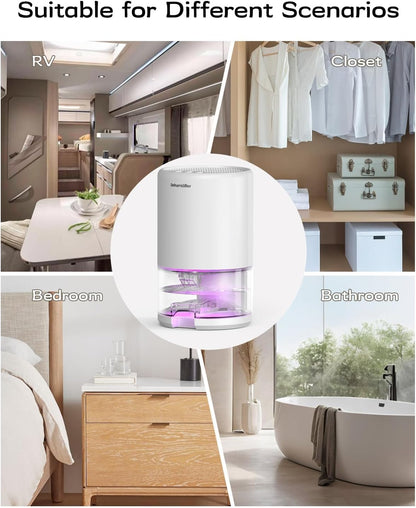 Dehumidifier, 35 oz Small Dehumidifiers for Home, Bathroom, Bedroom, Closet, Ultra-Quiet with Sleep Mode, 7 Color Lights & Auto Shut Off, Compact & Portable for RV, Rooms, Basement, Energy Saving