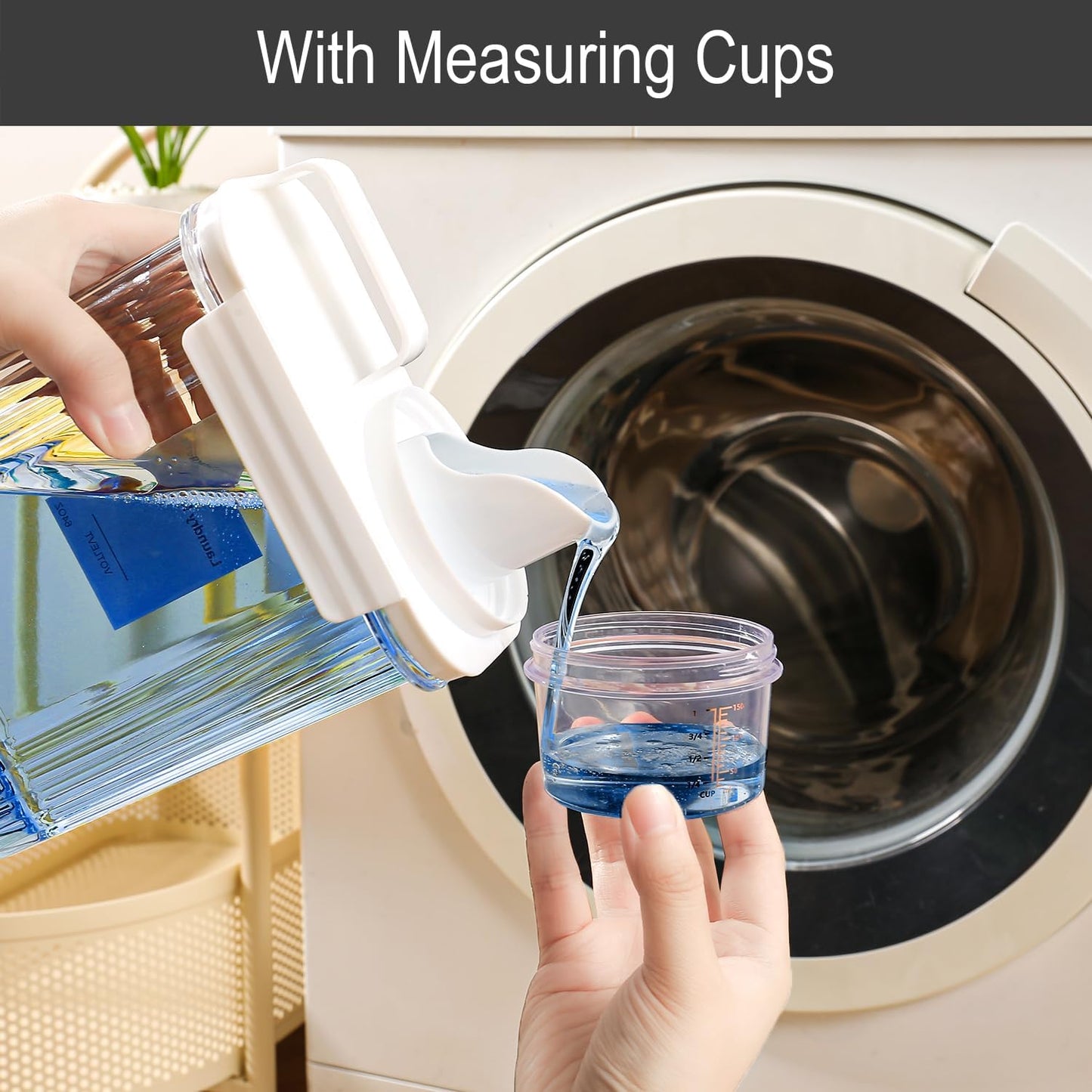64 OZ Laundry Detergent Dispenser, Liquid Laundry Soap Dispenser, Fabric Softener Dispenser, Scent Booster/Laundry Powder Holder & Container, Laundry Room Organization and Storage, 3PACK