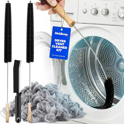 Holikme Dryer Vent Cleaner Kit 4 Pack - Household Cleaning Supplies,Long Flexible Refrigerator Coil Brush Radiator Brush,Dryer Lint Brush Home Essentials for Lint Trap Dust Vacuum Brush