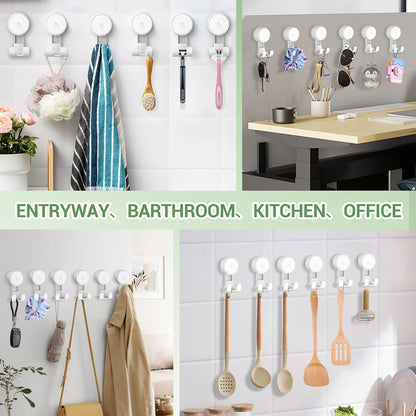 LUXEAR Heavy Duty Waterproof Shower Hooks 2 Pack - Suction Hook, No Drill Damage-Free Removable Reusable Wall Hooks for Bathroom Kitchen Towel Bathrobe Loofah Shower Hooks (Max Load 11LB/5KG)